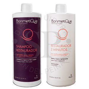 Kit Shampoo + Acondicionador Restaurador 2 Minutos Bonmetique x900