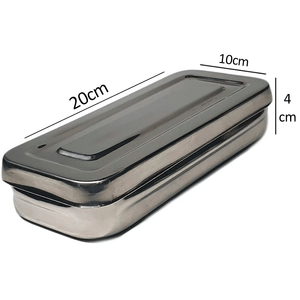 Caja Para Instrumental De Acero Inoxidable 20 X 10 X 4 Podología