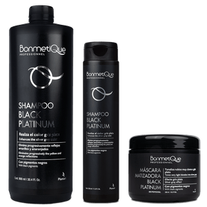 Kit Matizador Shampoo + Acondicionador + Máscara Black Platinum Bonmetique