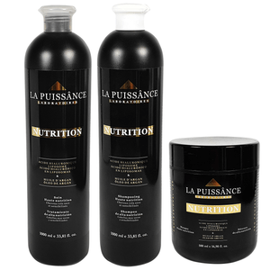 Kit Nutrition Argán Shampoo + Acondicionador  x1000ml + Máscara x500ml La Puissance