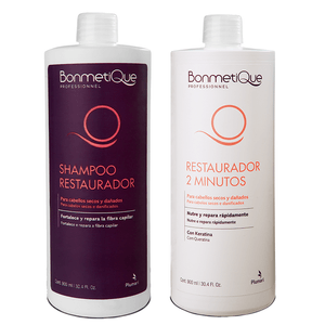 Kit Restaurador Shampoo + Acondicionador 900ml Bonmetique