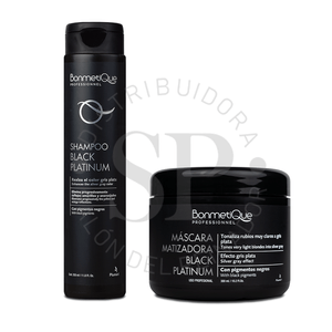 Kit Matizador Black Platinum Shampoo 350ml + Mascara 300ml Bonmetique