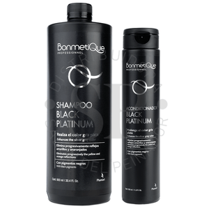 Kit Matizador Black Platinum Shampoo 900ml + Acondicionador 350ml Bonmetique