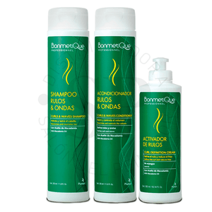 Kit Rulos Shampoo + Acondicionador + Crema Activadora Bonmetique