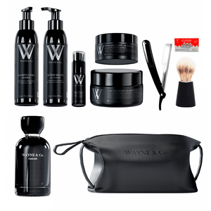 Kit de Afeitar y Cuidado Personal Wayne & Co Completo con Bolso + Perfume