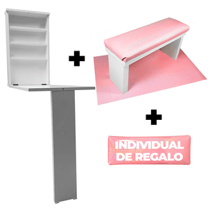 MESA PLEGABLE + POSA MANO ROSA